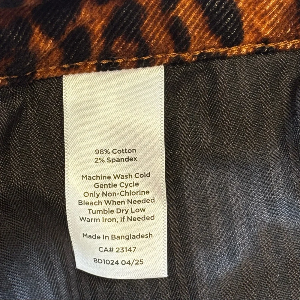 Talbots Straight‎ Leg Corduroy Pant Full Length High Waist Leopard Print 16W NWT